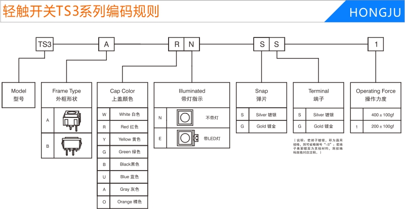 帶燈輕觸開關TS3